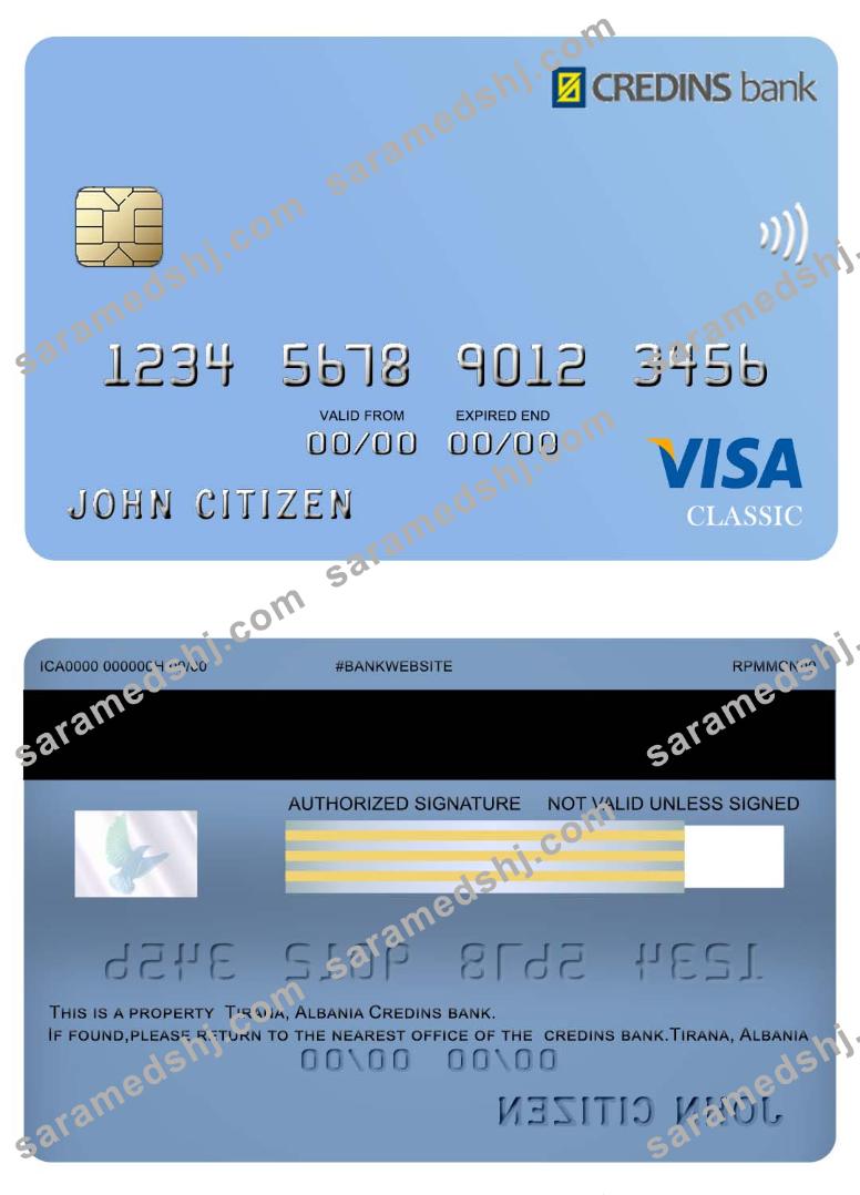Afghanistan Credins bank visa debit